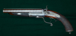 cerebralzero:  edgesandtriggers:  Double Barrel Howdah Pistol .577 Snider   With detachable shoulder stock.  Talk about a Hand Cannon   Magnificent condition