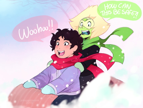 commission for raptarion ~heh this was supposed to be quick chibis but i got carried away poor Peri, she doesn’t know if she calls this “winter snow fun” anymore