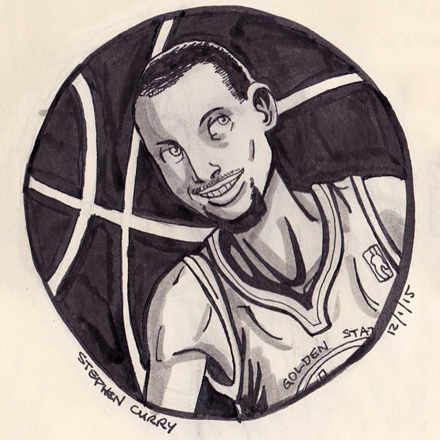 Starting to get back into drawing and had a couple hours to kill between  classes...Here's my sketch of Steph Curry! : r/nba