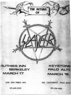 far-beyond-rancid:  Slayer Show PostersDates: October 22, 1982 May 28, 1983 March