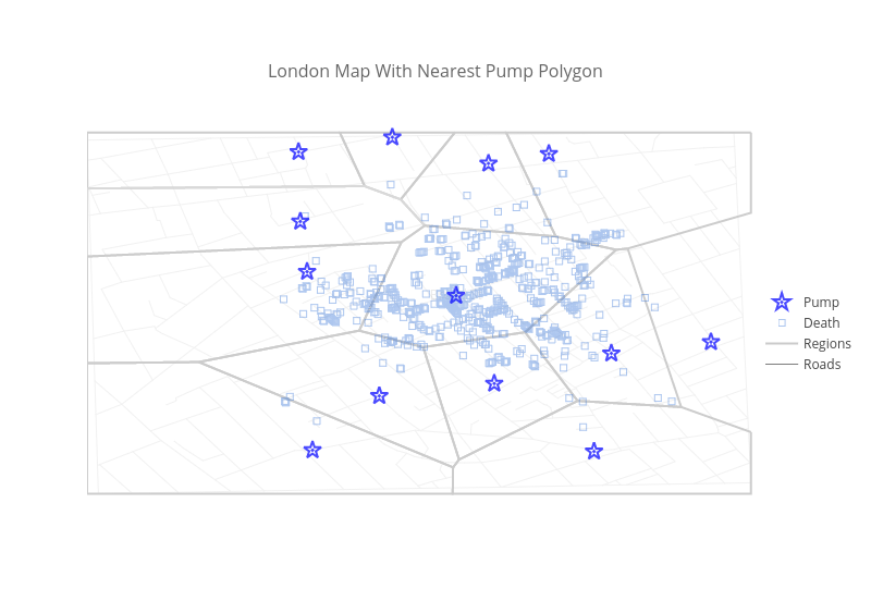 <br>London Map With Nearest Pump Polygon