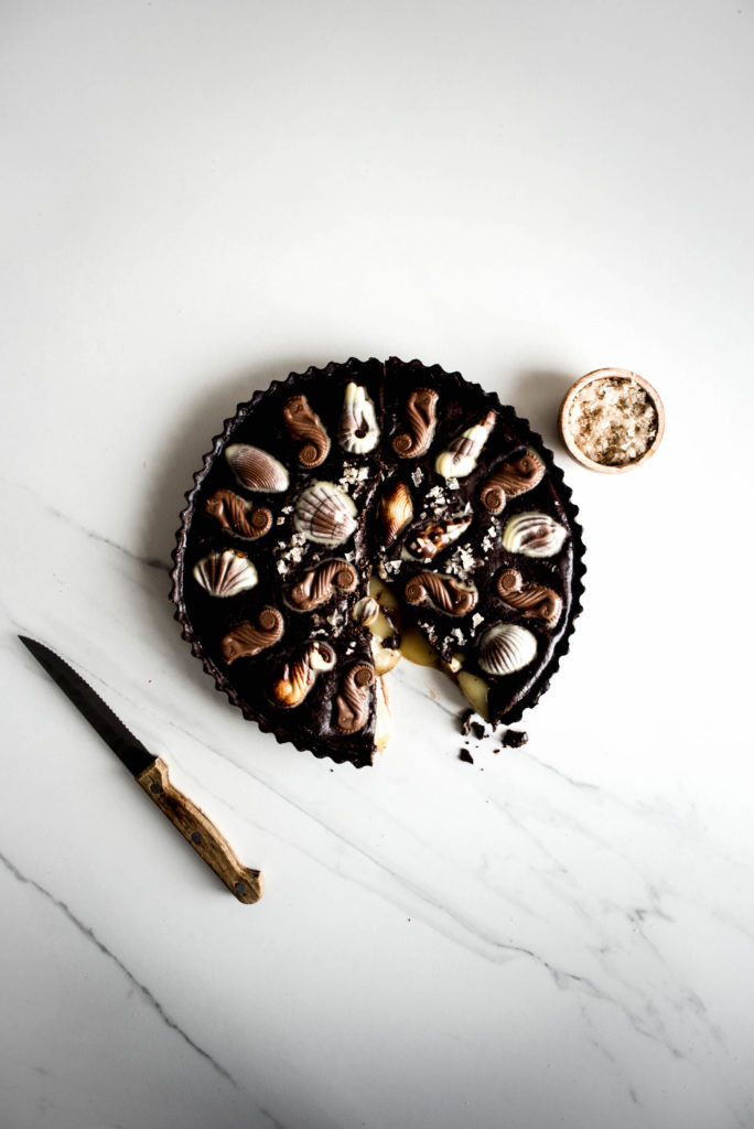 sweetoothgirl:    Dark Chocolate and Salted Caramel Truffle Tart 