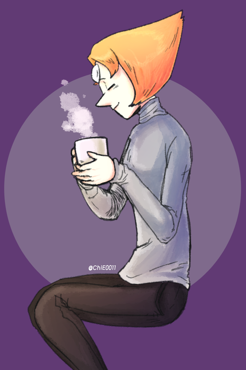 chie-song:  pearl resting and drinking coffeeI just wanted to see Pearl’s another