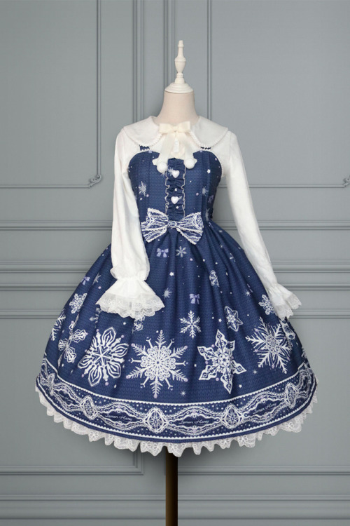 lolita-wardrobe:  New Release: Lemon Honey 【-The Snow Princess-】 #SweetLolita Jumper Dress◆ Shopping Link >>> https://www.lolitawardrobe.com/lemon-honey-the-snow-princess-sweet-lolita-jumper-dress_p4851.html