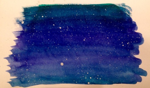 Drew some starry sky practices with watercolours. I like how they turned out (especially the dark bl
