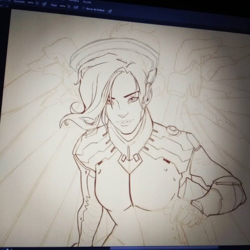 #mercy #overwatch #games #videogames #fanart #illustration #ink #workinprogress #drawing #photoshop 