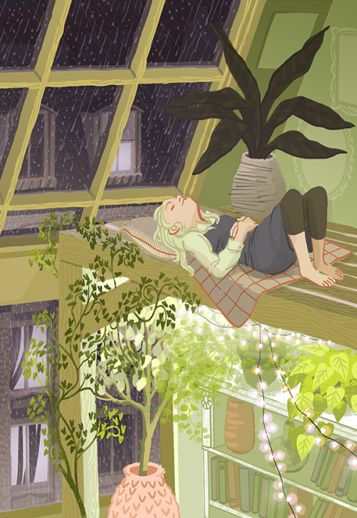 thevintagepostbox: Illustration: Resting This is a piece from my show at Spyhouse Coffee! Come see i