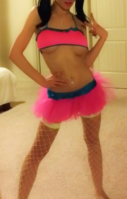 mysexywifey:  Sexy in neon, need a blacklight..