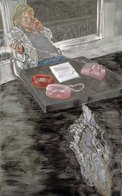 thunderstruck9:Ena Swansea (American, b. 1966), World Headquarters, 2005. Graphite and oil on canvas, 244 x 153 cm.