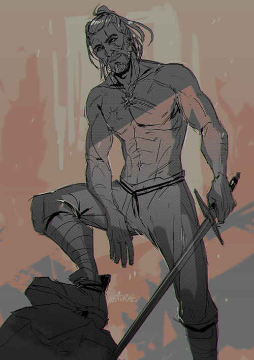 endrae:Let’s start this year with a half naked Geralt. Happy New Year 2018 yall B–)