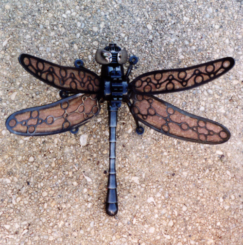 kustomsteel:DragonflySteel, bronze screen, found objects. I turned this dudes abdomen on the lathe, 