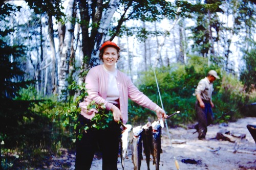 My Great Aunt Rhea with trout in Canada - 1953