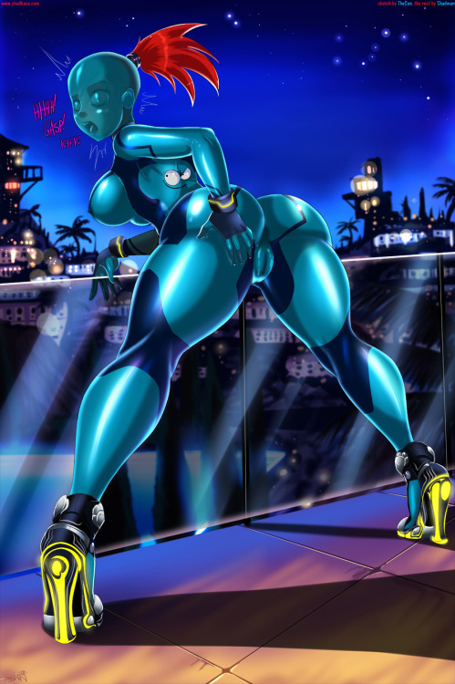 shadbase:  shadbase:Bloo Suit FrankieLittle spinoff pinup of the BLoo Panties comic up on Shadbase.I added the full versions, including TheCons original ZeroSuitFox sketch. I changed it to Frankie to fit her to the Shadbase theme, and cause ZeroSuit Fox
