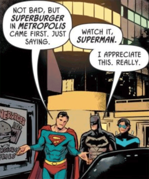 officialloislane:Uhhhhh, Bruce just defended Batburger, right? Is this confirmation that Bruce got j