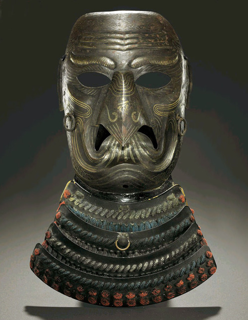 Karasu Tengu Somen (Full Face Mask). Meiji period (19th century), Japan Russet-iron mask constructed