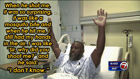 strangeasanjles:  how-to-be-a-sad-bitch: nevaehtyler:  destinyrush:  Unarmed Black Man With Hands Up Shot By Police. Charles Kinsey, 47, a behavior therapist from South Florida was shot in the leg three times by the police in North Miami while laying