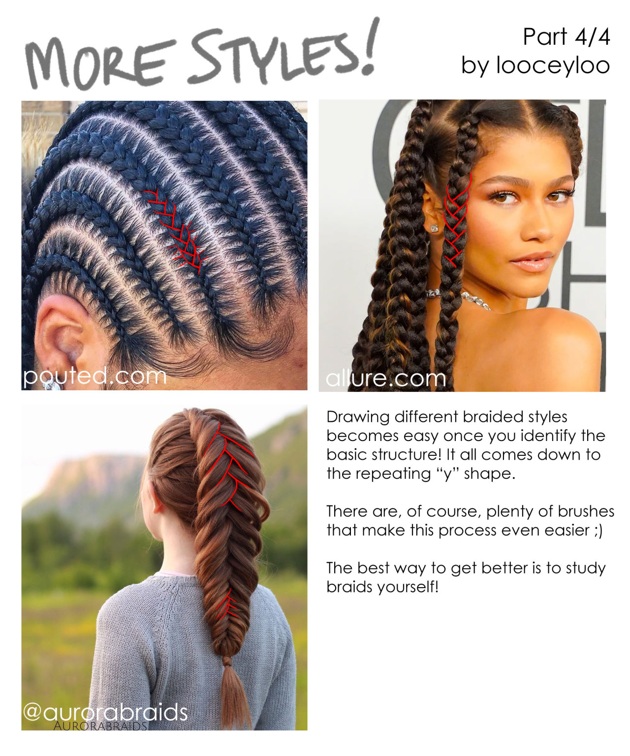 art by looceyloo — A quick guide on how I draw braids~ I've been...