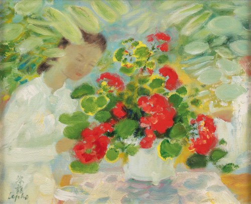 amare-habeo:oncanvas:Lady with Red Flowers, Lê Phổ, circa 1970Oil on canvas37 x 45 cm (14 ⅝ x 17 