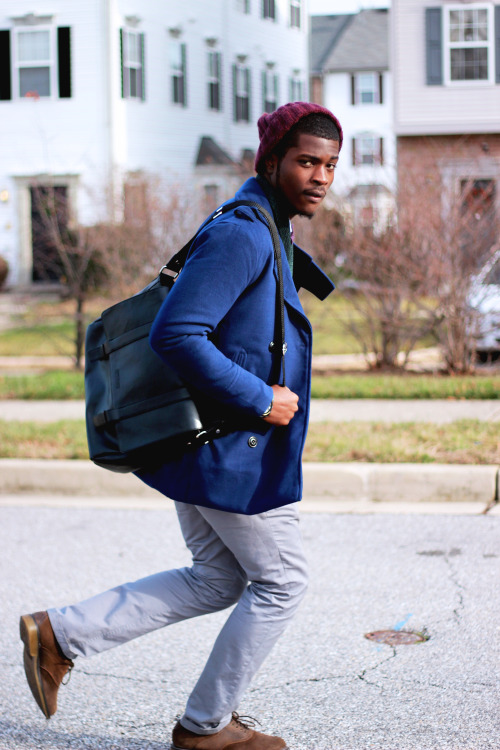blackfashion:  Jacket: A.S.I.A, Beanie: H&M, Bag: Kenneth Cole, Pants: H&M, Shoes: Urbanoutfitters.  Roland, 18, MD http://raatfashion.tumblr.com/