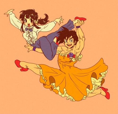 urbanowa: Cute Funny  Goku and ChiChi [悟空チチ] ❤‍❤‍ by: [ やっそん義之] (Reblog, do not re