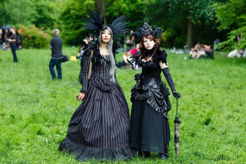 gothiccharmschool:  Via fetishmode, photos from this year’s picnic at WGT.   The traditional park picnic on the first day of the annual Wave-Gotik Treffen, or Wave and Goth Festival, on May 17, 2013 in Leipzig, Germany.  