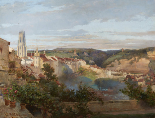 Jean-Joseph Reichlen - A view of Fribourg, Switzerland - 1889