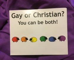 ijustreallyloveraytoro: fandom-oracle:  goldstars-drumsticks: Out of all the things I’ve received at pride parades, as a Christian, this one is my favorite.  I’m an atheist but this is sweet for all my struggling Christian followers   i’m also an