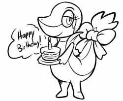 /vp/ request: Requesting a cute female Snivy (with a big red ribbon on her tail) with a little cake and the words &ldquo;HAPPY BIRTHDAY&rdquo; please today it&rsquo;s my birthday