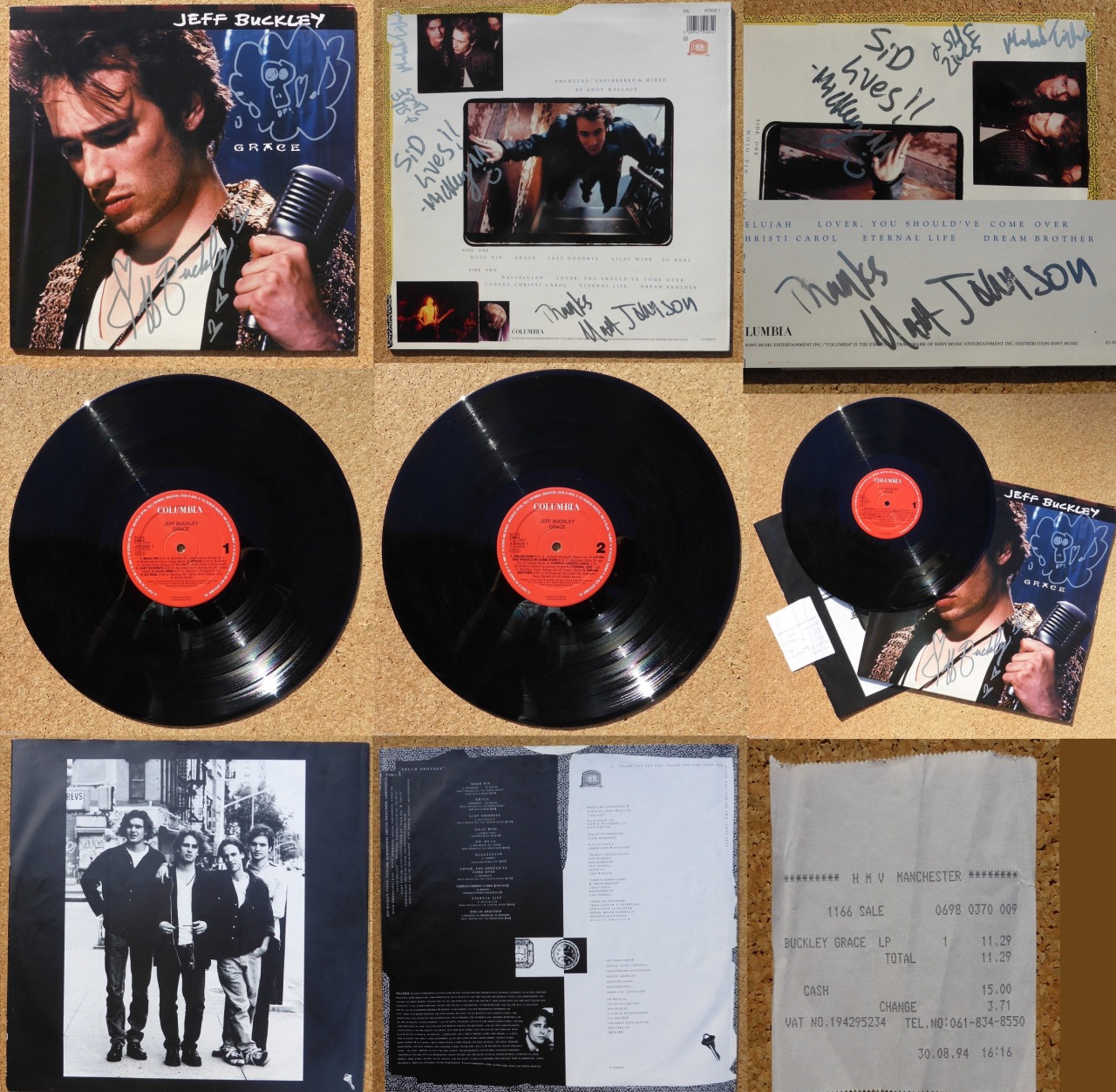 SweetDreamsJeff — Autographed Jeff Buckley “Grace” LP, signed and...