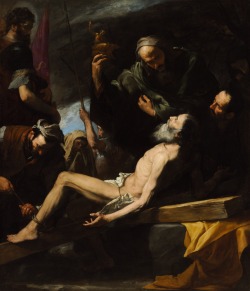 José de Ribera (also known as Jusepe de Ribera and Spagnoletto; Xàtiva 1591 - Napoli 1652); Martyrdom of Saint Andrew, 1628; oil on canvas, 183 x 209 cm; Szépművészeti Múzeum, Budapest