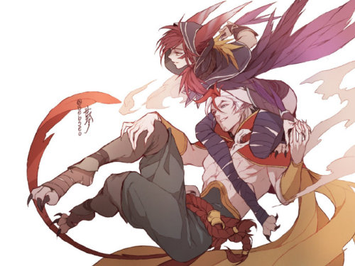 notoriouslydevious:Xayah & Rakan by뱁세오(Bebseo)