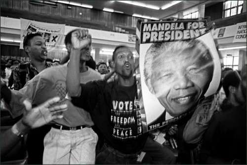 South Africa. Johannesburg.April 27, 1994. Thousands attend the first multi-racial election ever hel