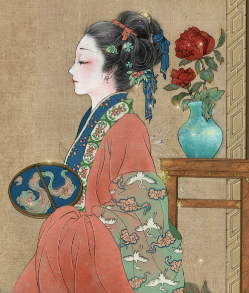 changan-moon: Ancient chinese beauties wearing hanfu. Illustration by 阿舍Ashe