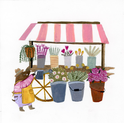 madisonsaferillustration: A mole tending to his flower stand 