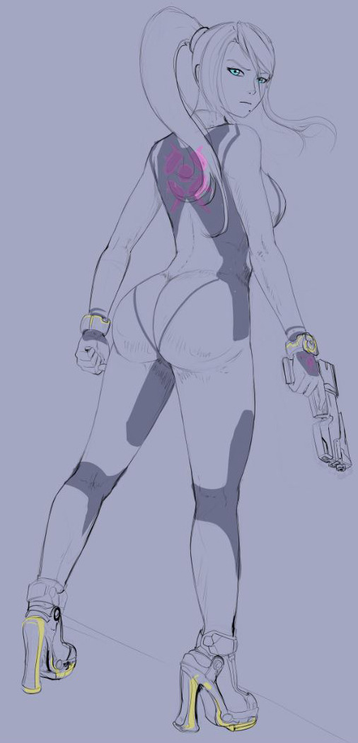 shadbase:  Zero Suit Samus 2014 pinup both versions including sketch. Remember you
