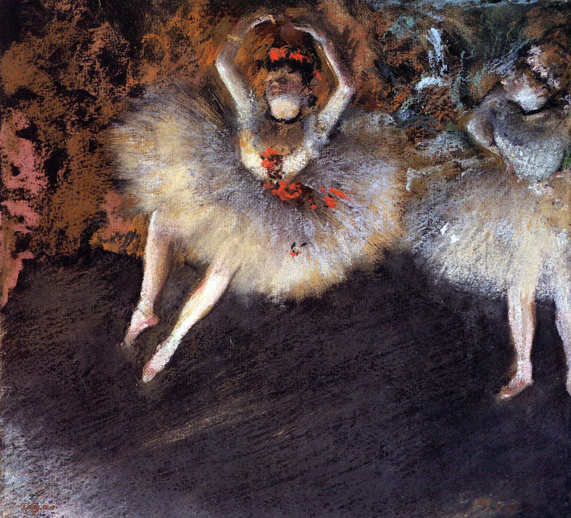 dappledwithshadow:  Le Pas BattuEdgar Degas 1879Private collection	Drawing - pastel
