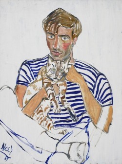 grundoonmgnx:  Alice Neel, Hartley with a Cat, 1969Oil on canvas101.9 x 76.5 x 2.2 cm 