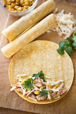 boozybakerr:  Zesty Chili-Lime Chicken Taquitos with Jack Cheese and Roasted Corn, with Cool Avocado &amp; Jalapeno Ranch Dipping Sauce 