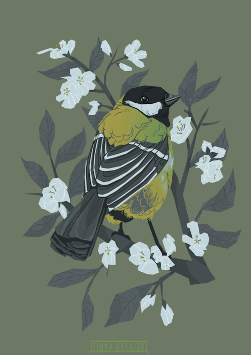 fionacreates:Great Tit - having way too much fun with really simple animation atm.