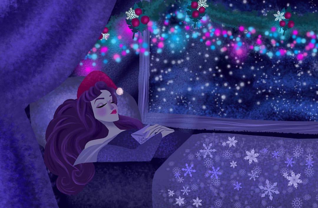 illustrationsbydil:🎄🎄 Day 12: Sleeping Beauty drifts to sleep on Christmas