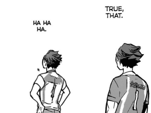 tinytooru: Oikawa telling himself a joke to himself, agreeing, and then laughing at himself.