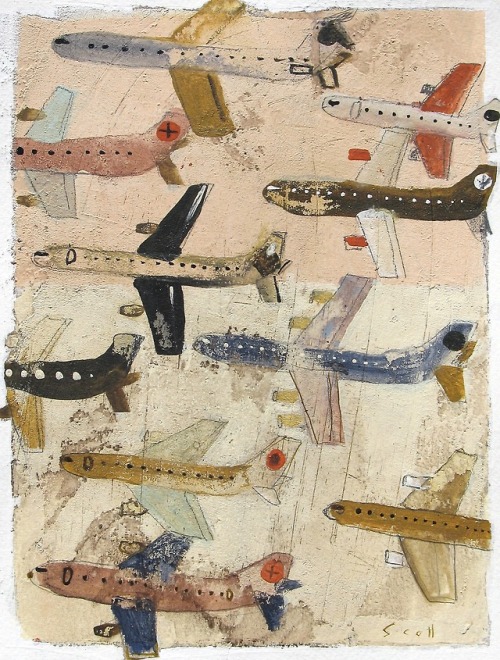 beer-buzz:“Airliners” by scottbergey.etsy.com 12 x 9 , inches mixed media painting/