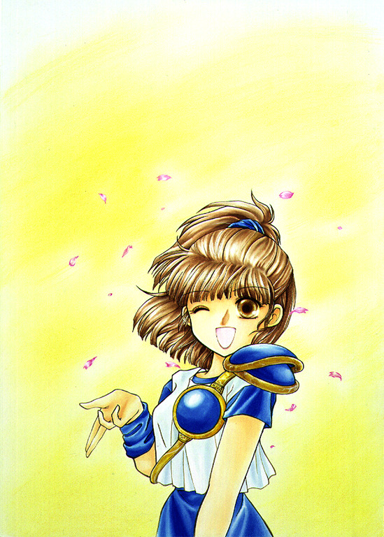 The sole artwork from Madou Monogatari II on the Game Gear on the COMPILE GALLERY 123 〜ぷよぷよーそして魔導物語へ〜 CD-ROM.
Seen here on the manual cover: