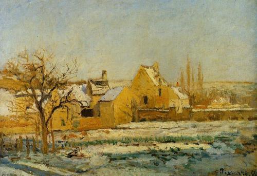 The Effect of Snow at Hermitage, 1874, Camille PissarroMedium: oil,canvas