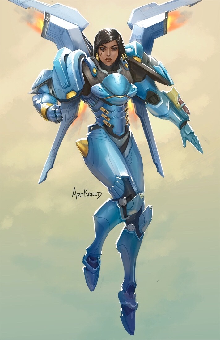 artkreed:A quick paint of my next sculpt: Pharah! I’m going to try to record a