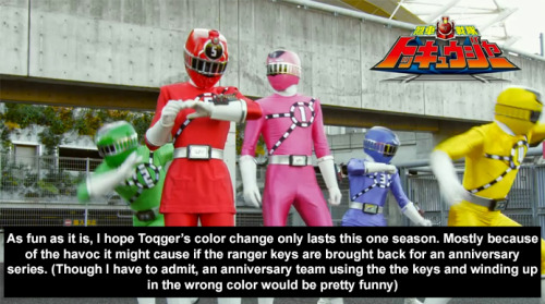 mmanalysis:bellfry:sentairiderconfessions:As fun as it is, I hope Toqger’s color change only lasts t