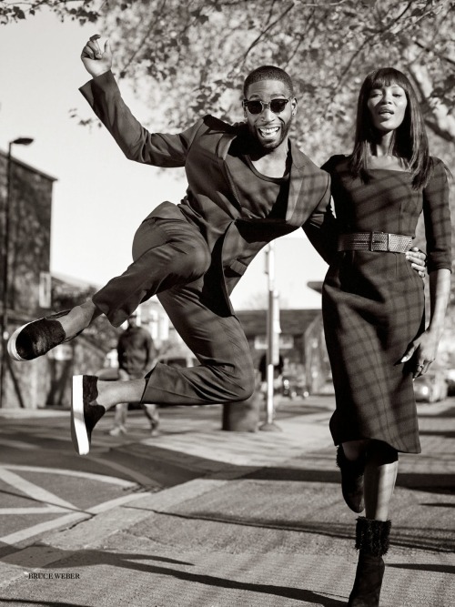 naomihitme:   Naomi,  Naomi’s Grandma Rudy, Naomi’s Mom Valerie Campell, Azzedine Alaïa, Malaika Firth, Riley Montana,  Alewya Demmisse, and Tinie Tempah photographed by Bruce Weber, Vogue UK September 2014 