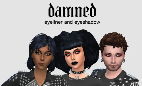 vampyre-sims: Damned eyeliner and eyeshadoweyeliner - 1 swatcheyeshadow - 5 swatchesbasegame compati