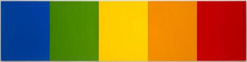 Ellsworth Kelly (American; 1923– )Blue Green Yellow Orange RedOil on canvas, five panels, 1966Solomo