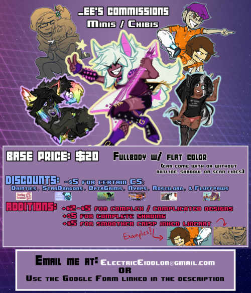 COMMISSIONS ARE OFFICIALLY OPEN! (ﾉ◕ヮ◕)ﾉ*:･ﾟ✧ Lots of info can be seen in these adverts! If you